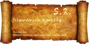Simonovics Kamilla névjegykártya
